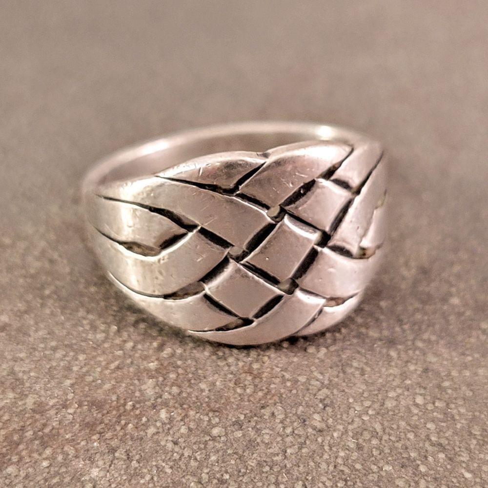 Retired James Avery Sterling Wide Woven Ring